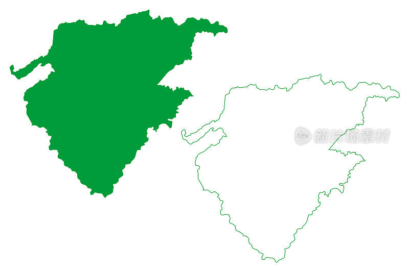 Choro市(Ceará state, municipality of Brazil, federal Republic of Brazil)地图矢量插图，涂鸦草图Choró地图